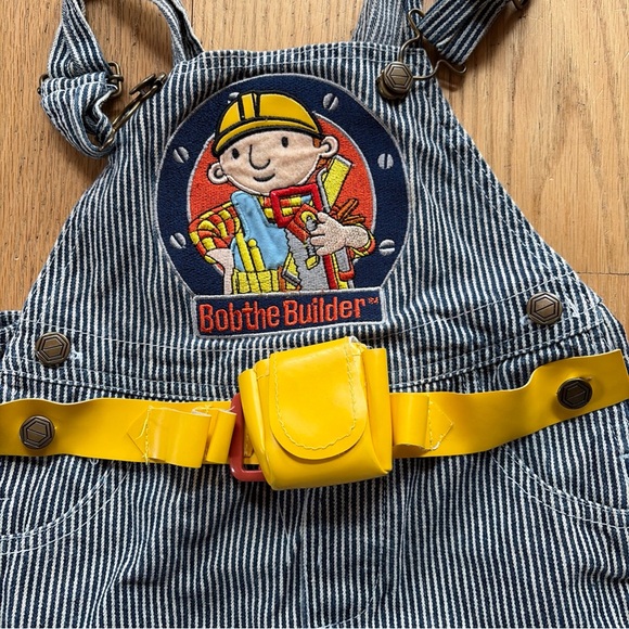 VTG Y2K Bob The Builder Costume Outfit Boys 2T Denim Overalls Shirt Tools 2001 - Picture 2 of 7